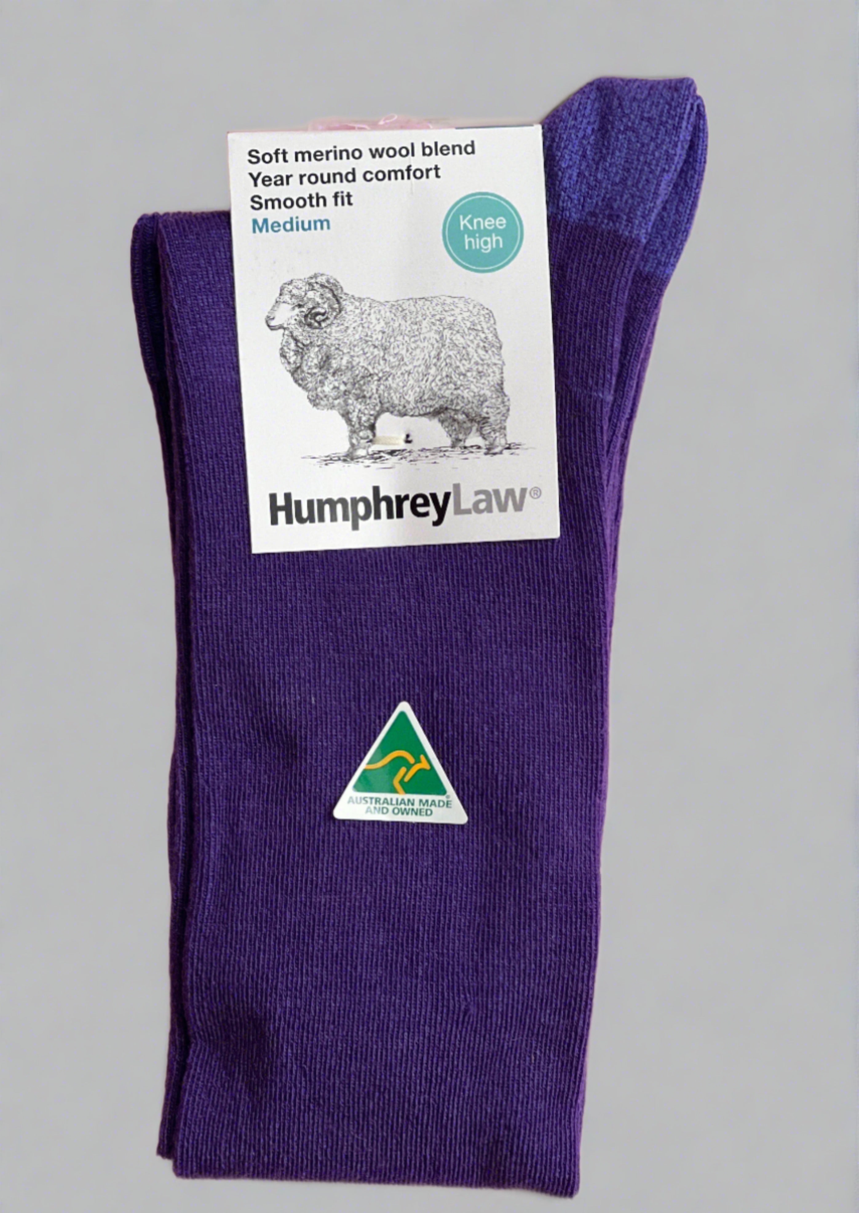 Merino Wool Women's Knee High Socks in Ultra Violet - Aussie Made