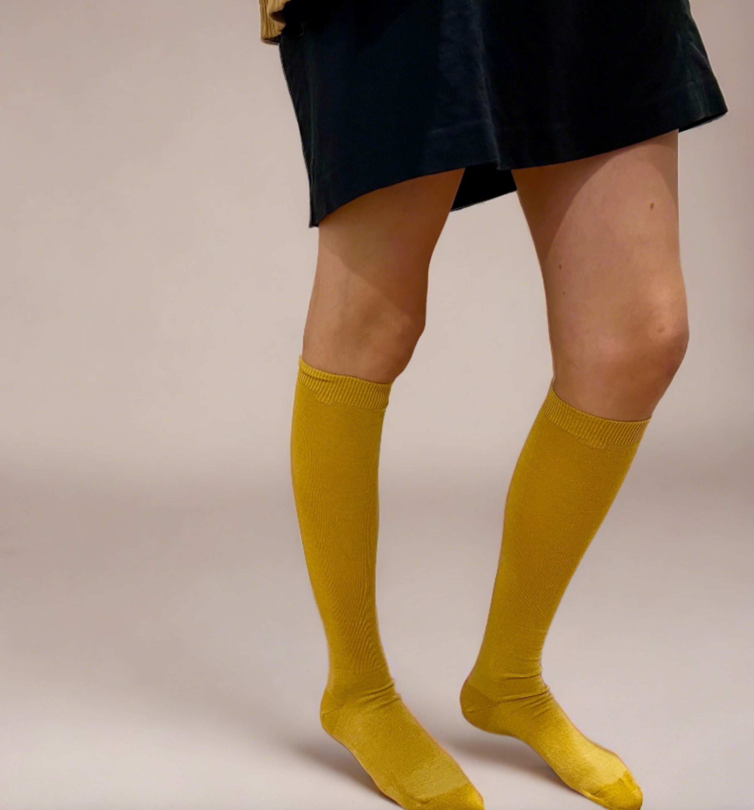 Merino Wool Women's Knee High Socks in Mustard - Aussie Made - The Sockery