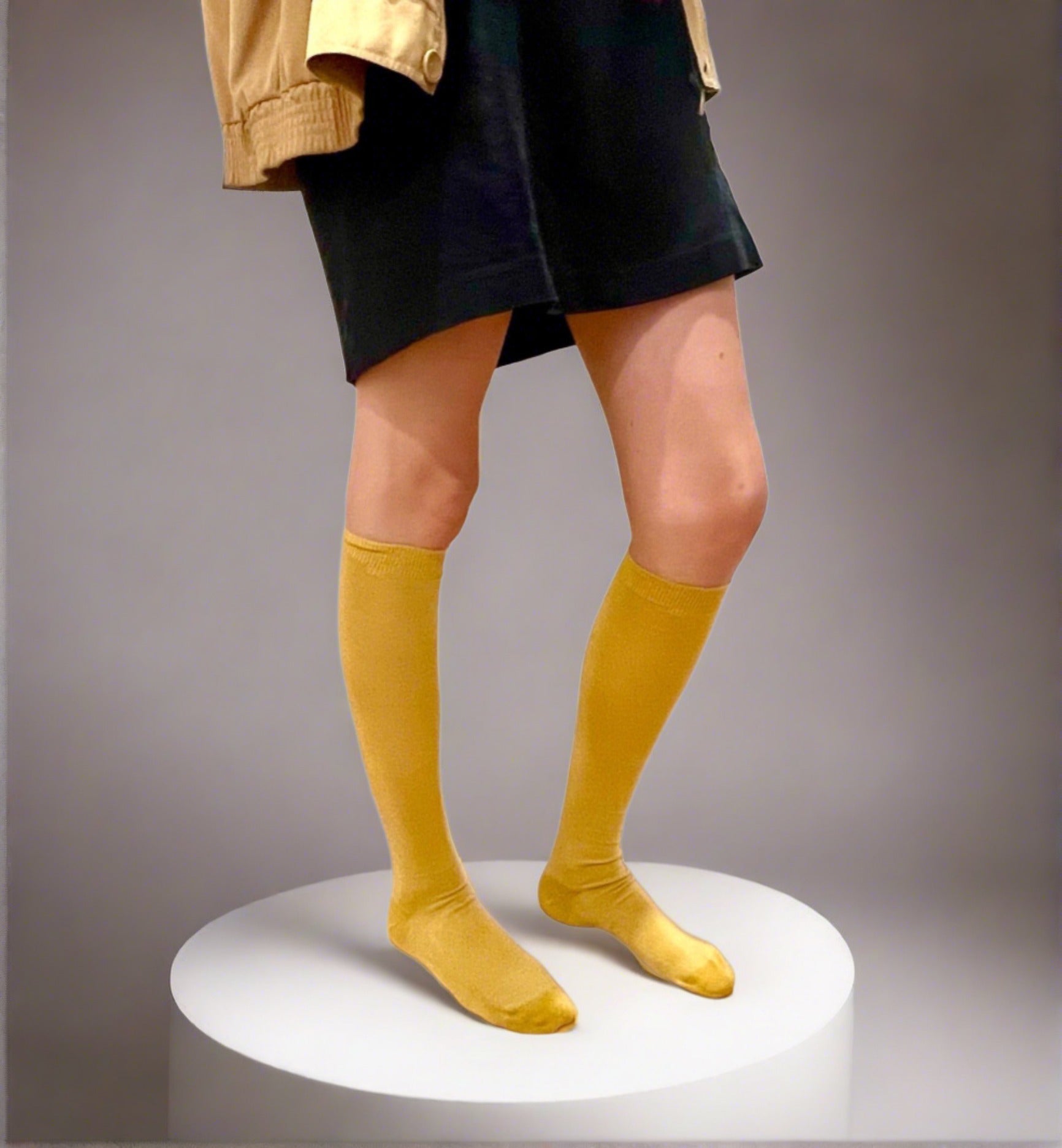 Merino Wool Women's Knee High Socks in Mustard - Aussie Made - The Sockery