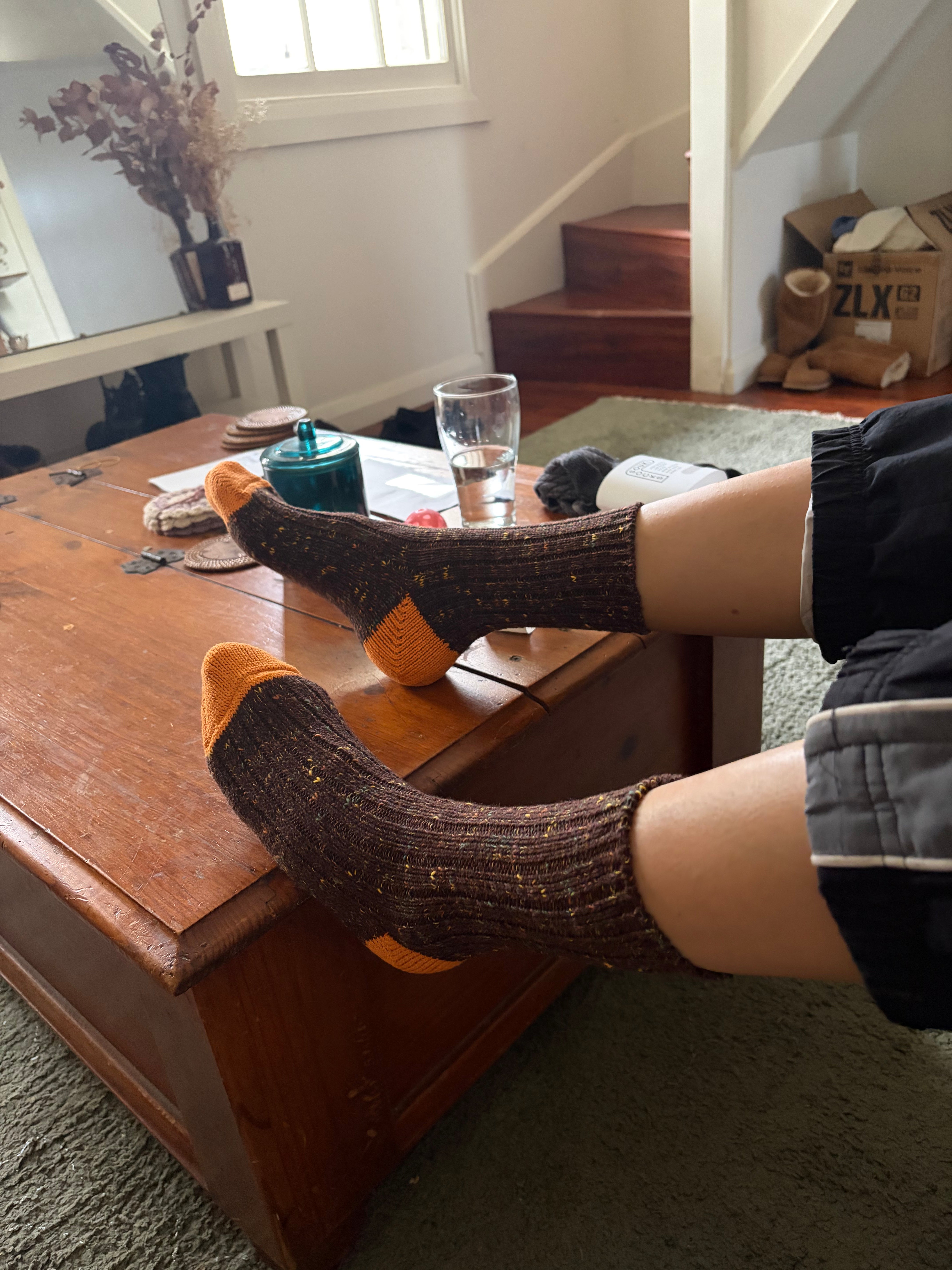 Jazzy Cotton Crew Sock in Brown