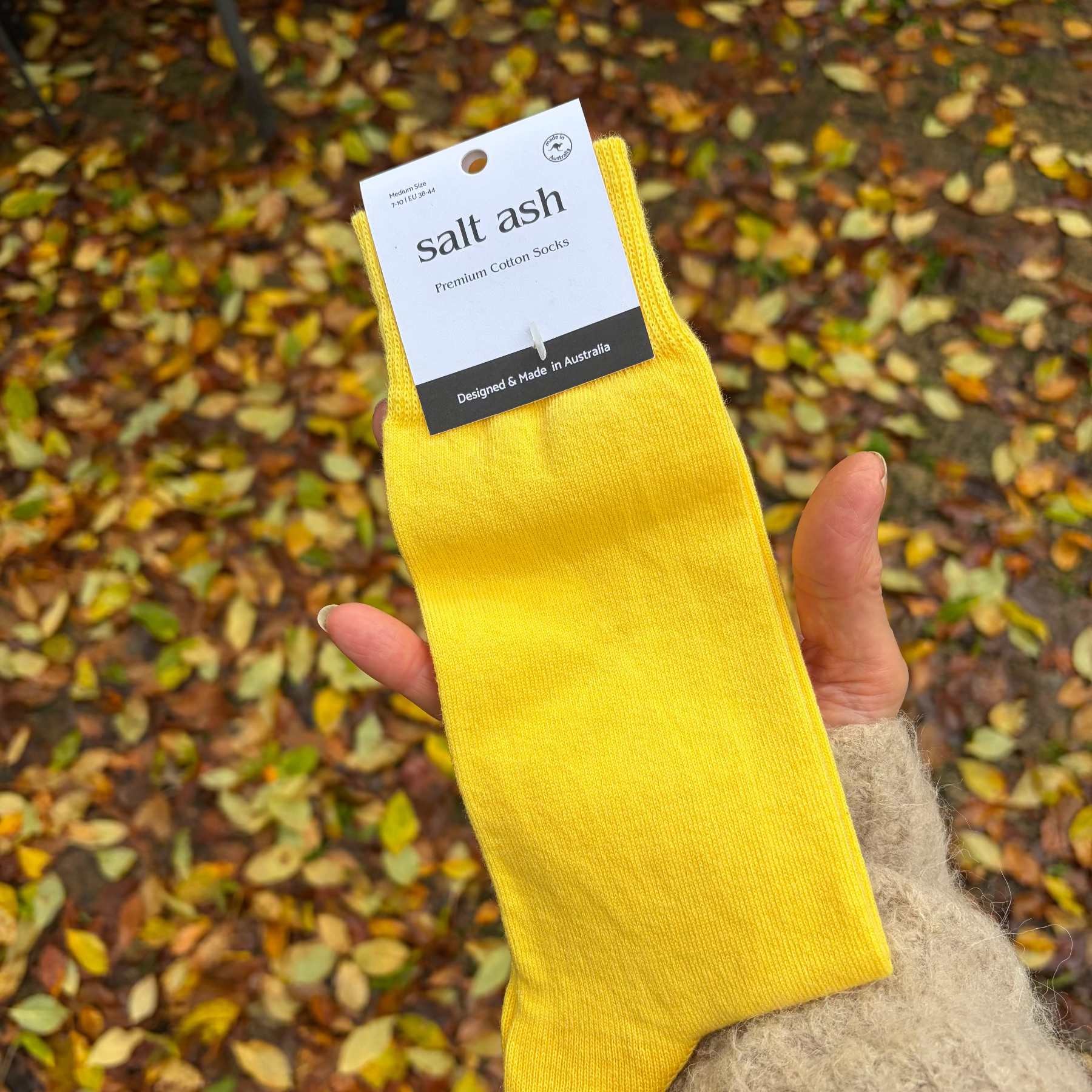 Sunshine Yellow Cotton Crew Dress Sock - Australian Made