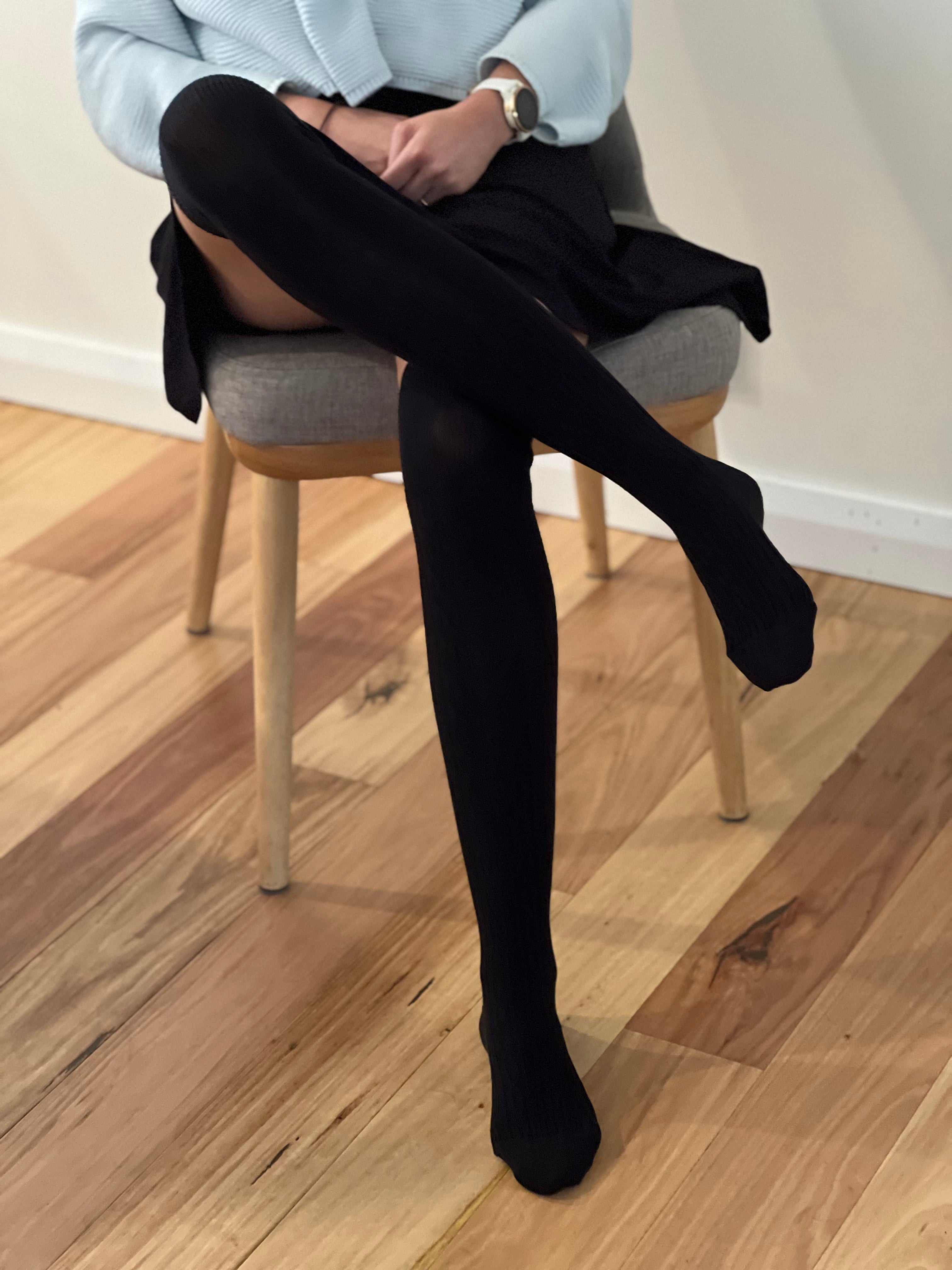 over the knee socks in black - The Sockery