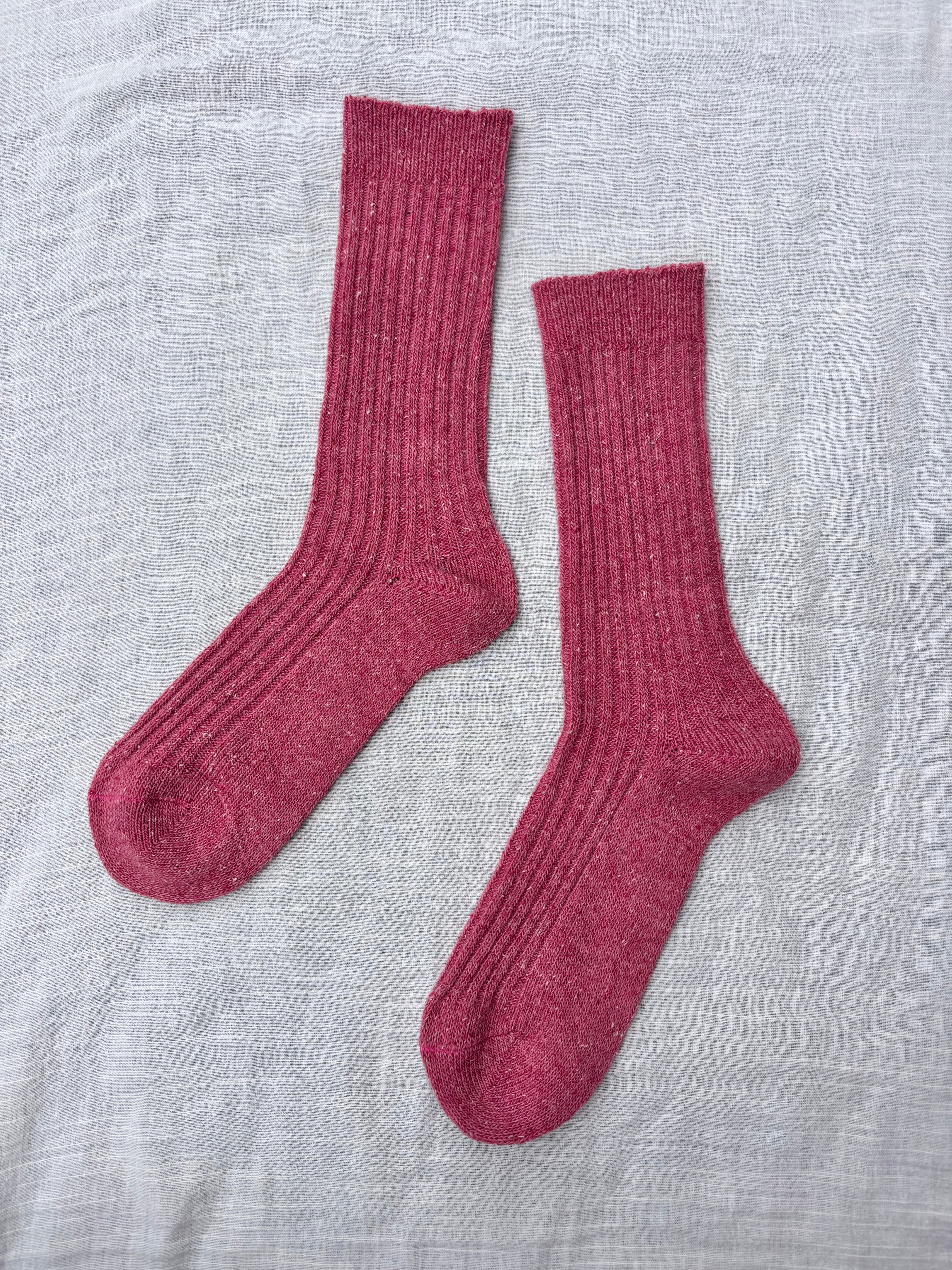 Silk and Wool Blend Socks - Star Dust on Rosewood