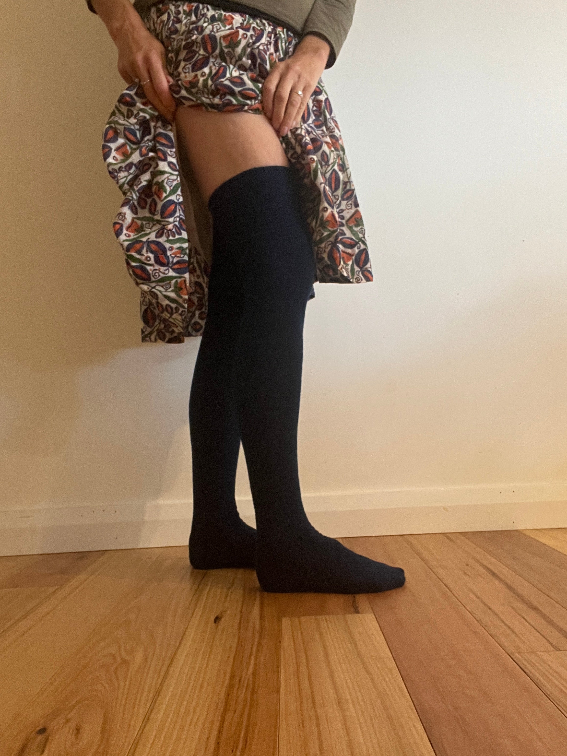 Over the Knee Merino Wool Socks in Black - Aussie Made
