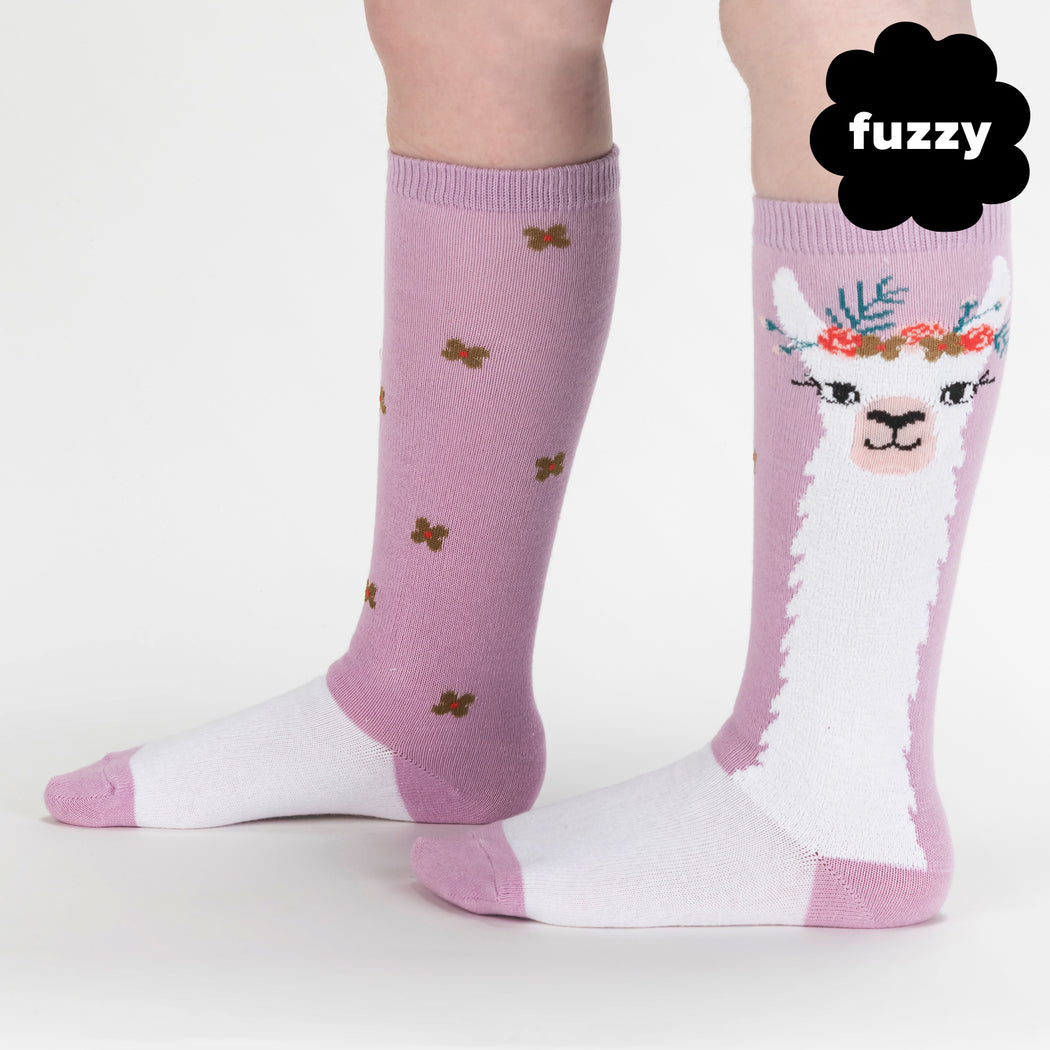 Llama Queen Fuzzy Kids Knee High Socks