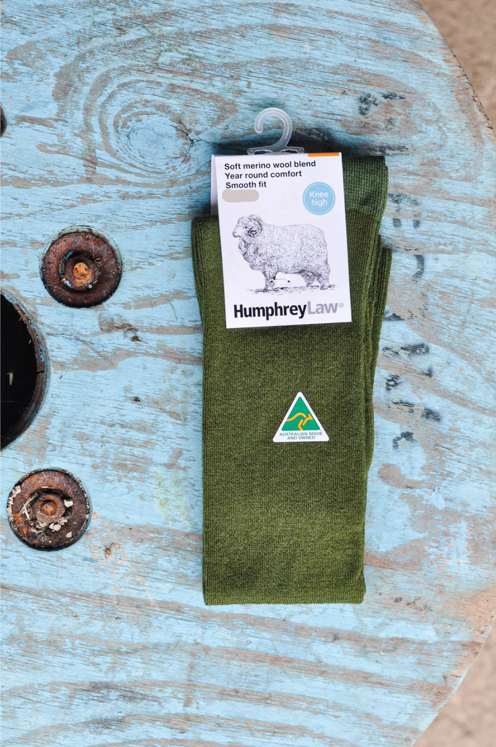 Wide Calf Merino Wool Women's Knee High Socks in Moss Green - Aussie Made