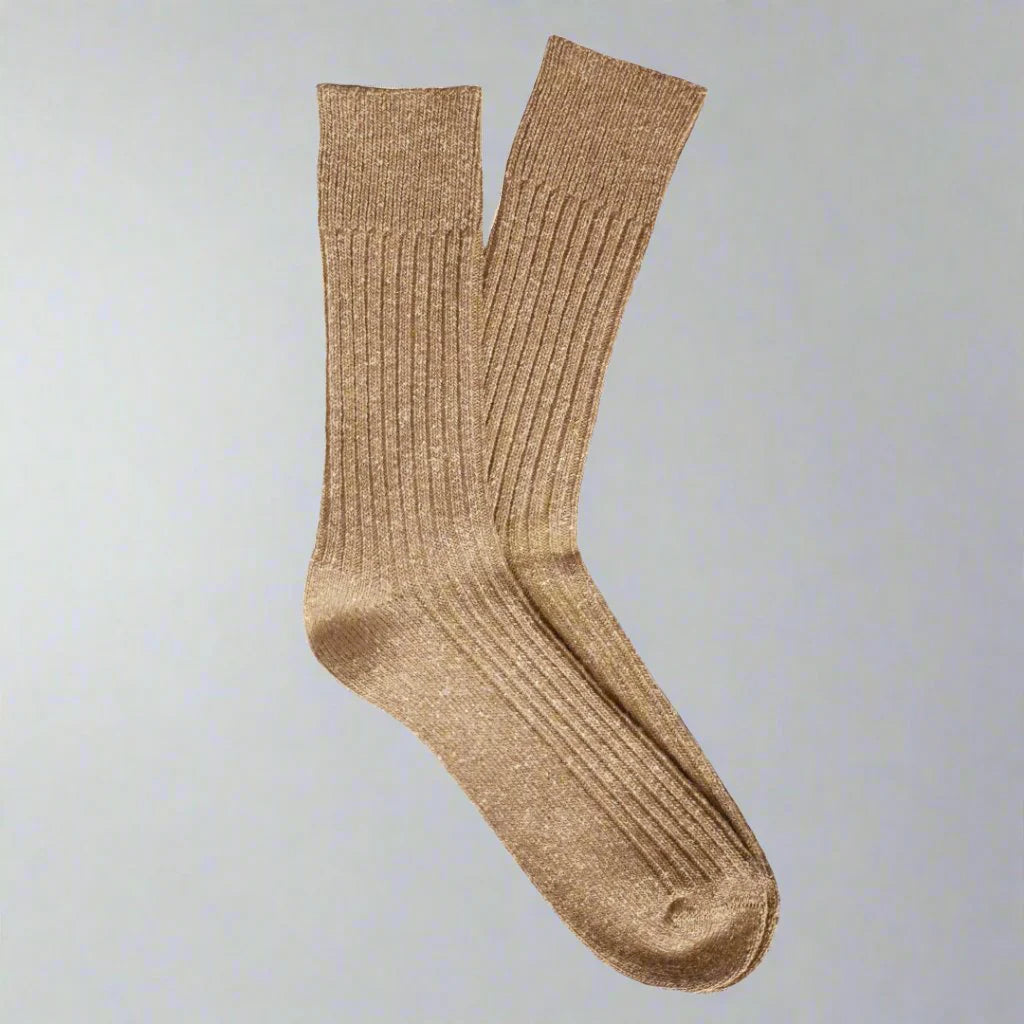 Silk and Wool Blend Socks - Star Dust on Beige