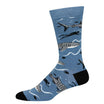 Sock with shark design on a blue background