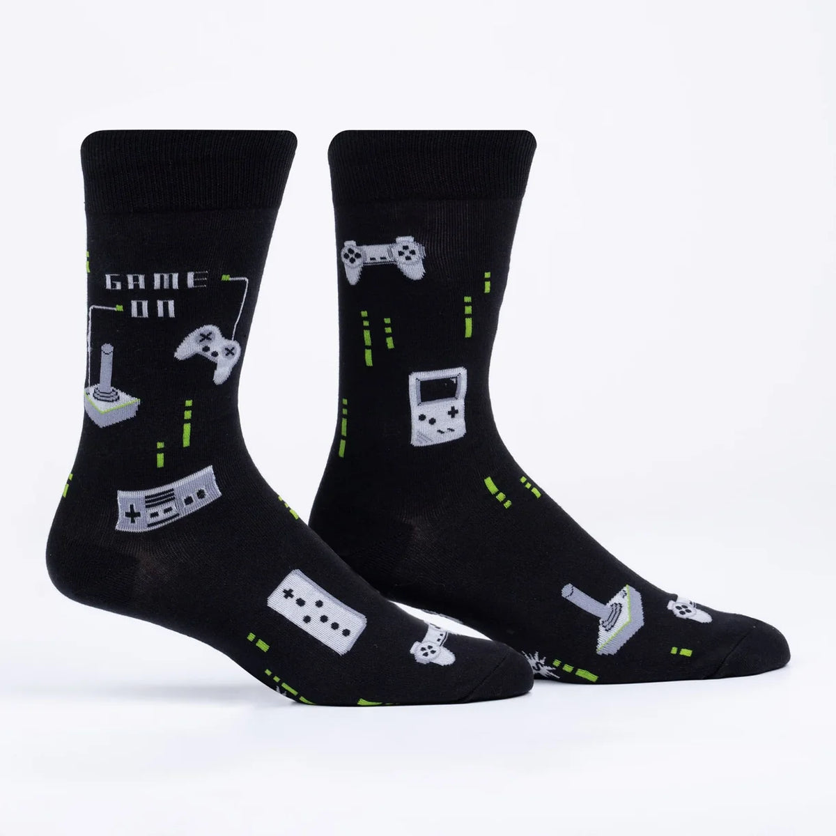 various computer game items on black socks