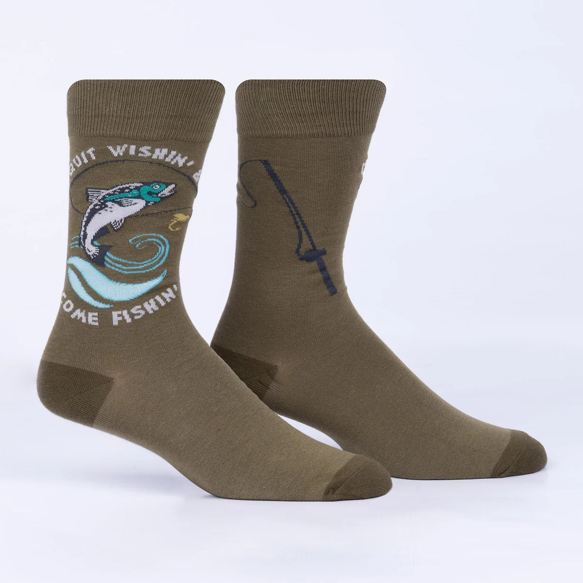Quit Wishin' & Come Fishin' Men's Crew Socks