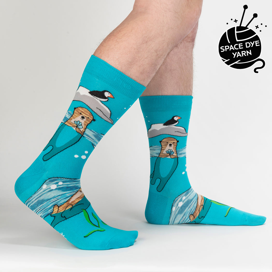 Plays Well With Otters Mens Crew Socks