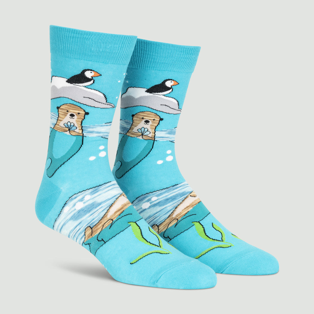 Plays Well With Otters Mens Crew Socks