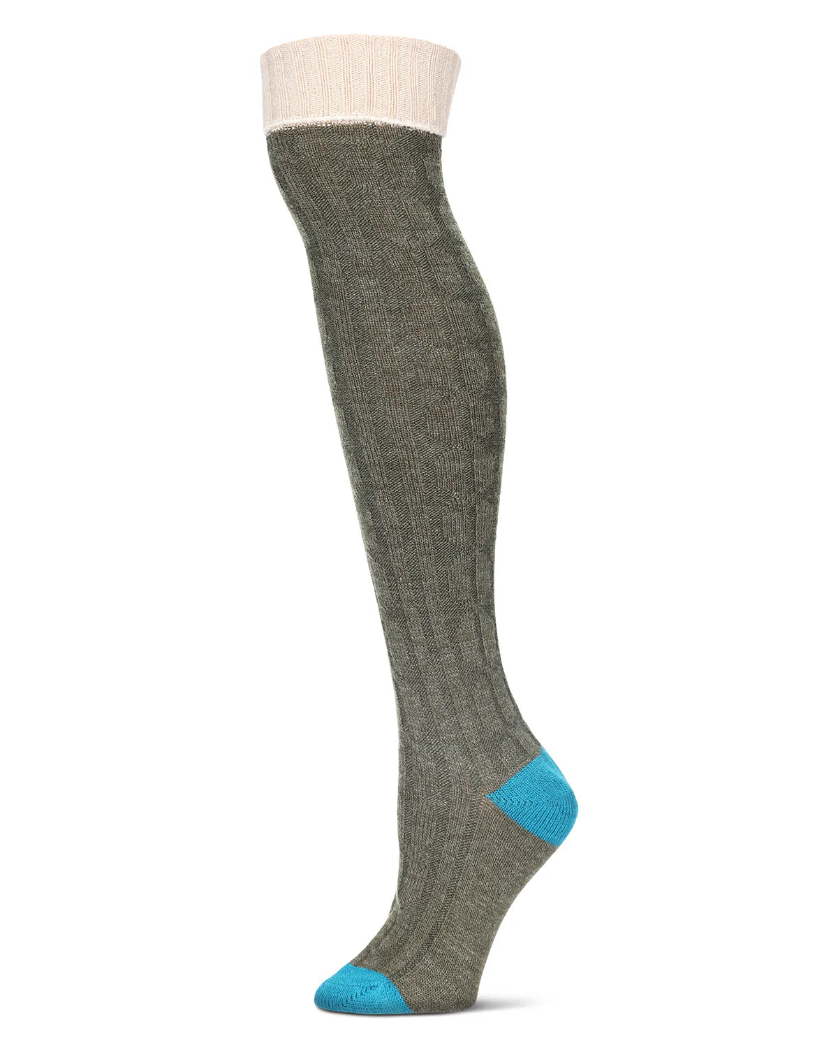 Chain Mix Women's Over the Knee Socks in Moss Green - The Sockery