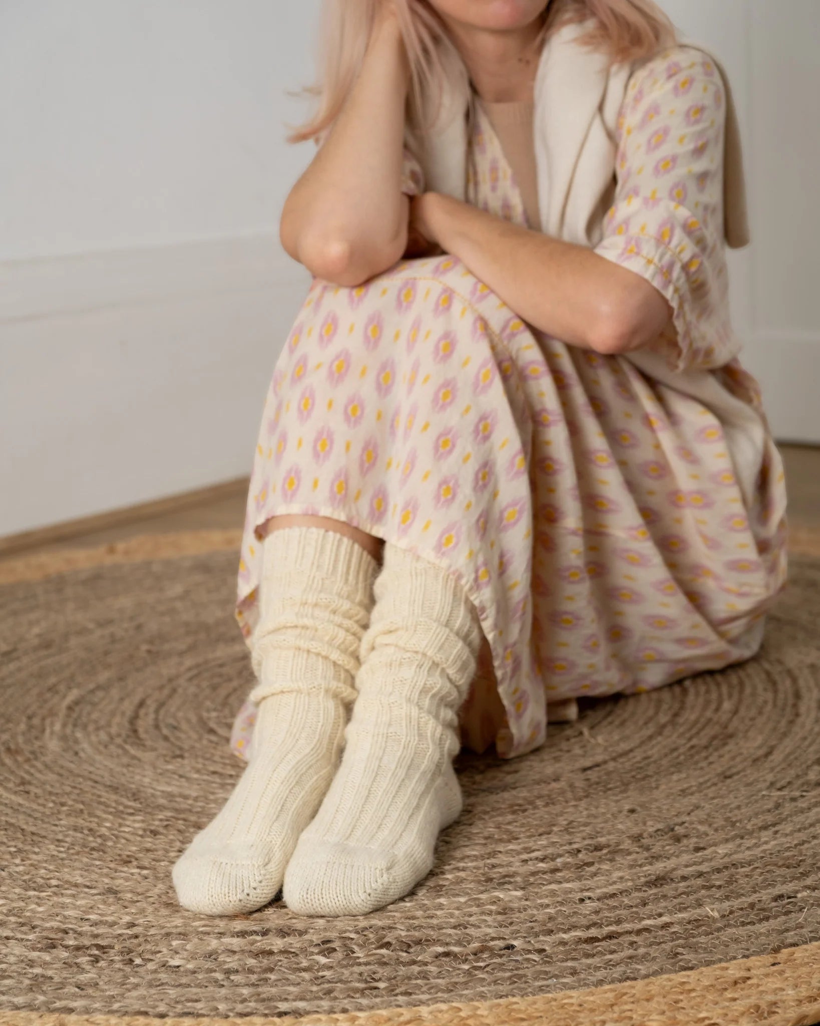 Maria Wool/Alpaca Knee High Socks in Cream