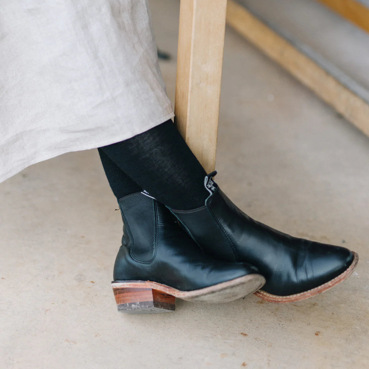 merino black wool tights - The Sockery