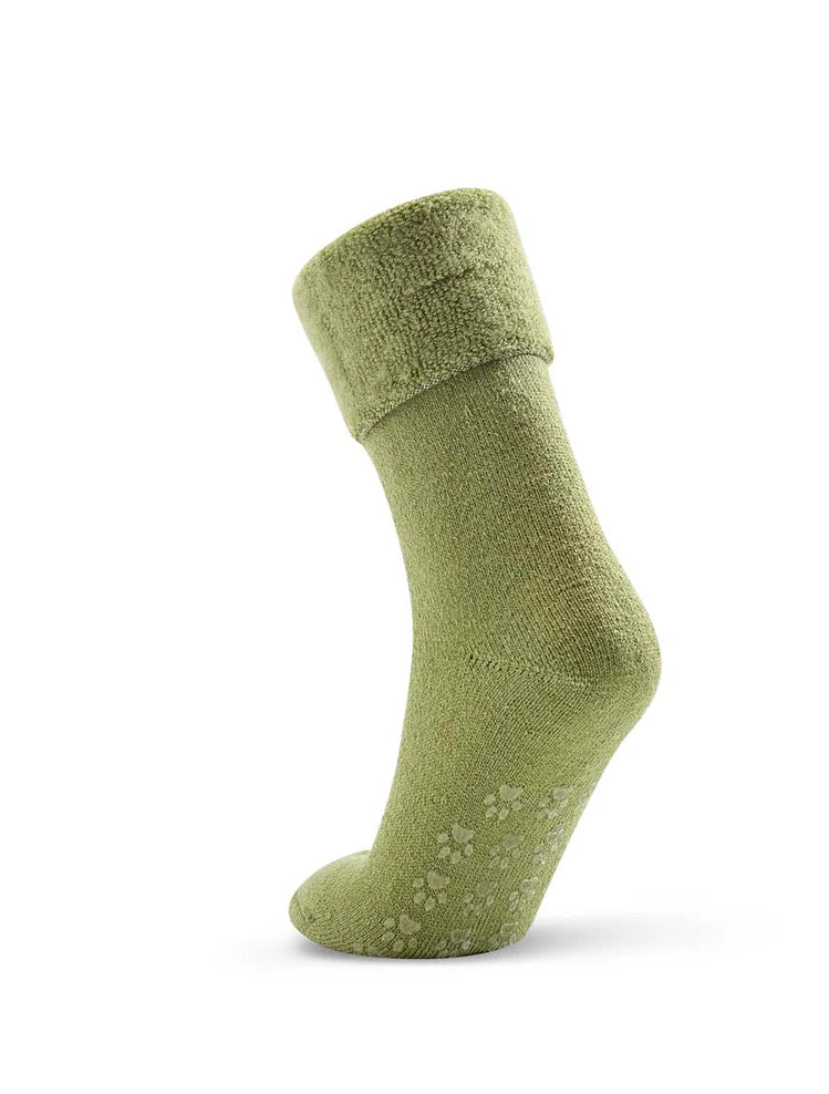 Green Bed Socks - Non Slip - The Sockery