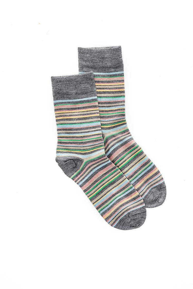Fine Line Stripe Merino Crew Socks