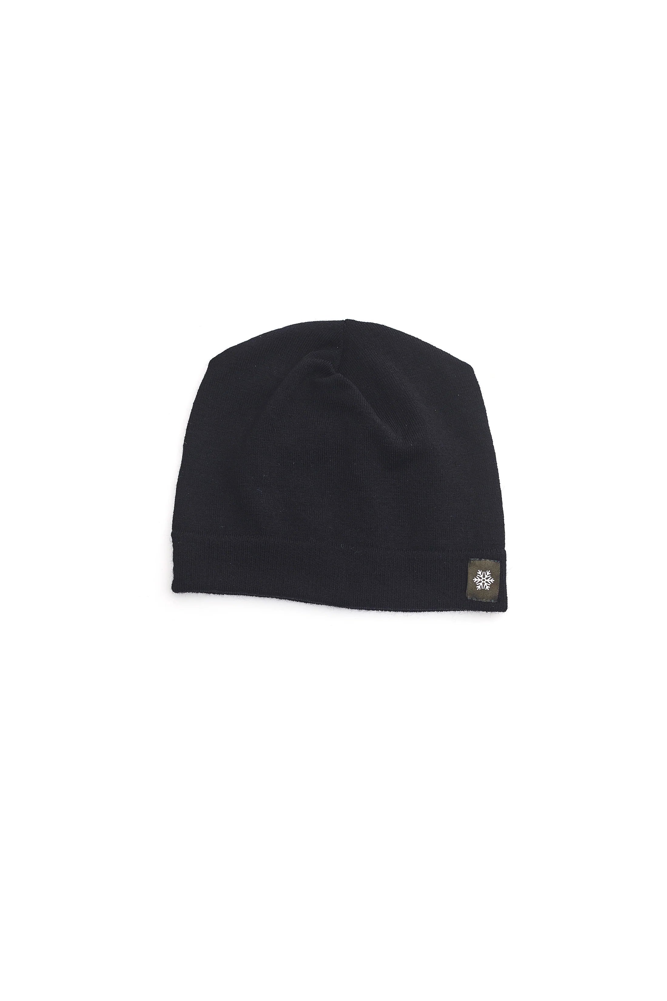Fine Merino Wool Skull Cap Beanie in Black