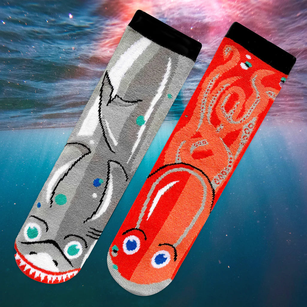 Shark & Octopus Mismatched Grip Socks - The Sockery