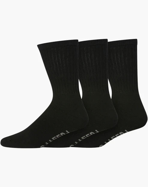 3 Pair Pack of Men's Sports Crew Socks - Black - The Sockery