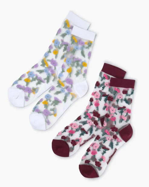 Wildflower Sheer Quarter Socks - 2Pk