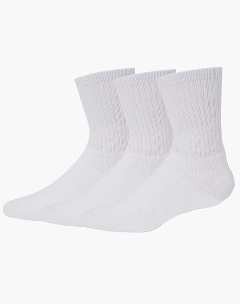 3 Pair Pack of Men's Sports Crew Socks - White - The Sockery