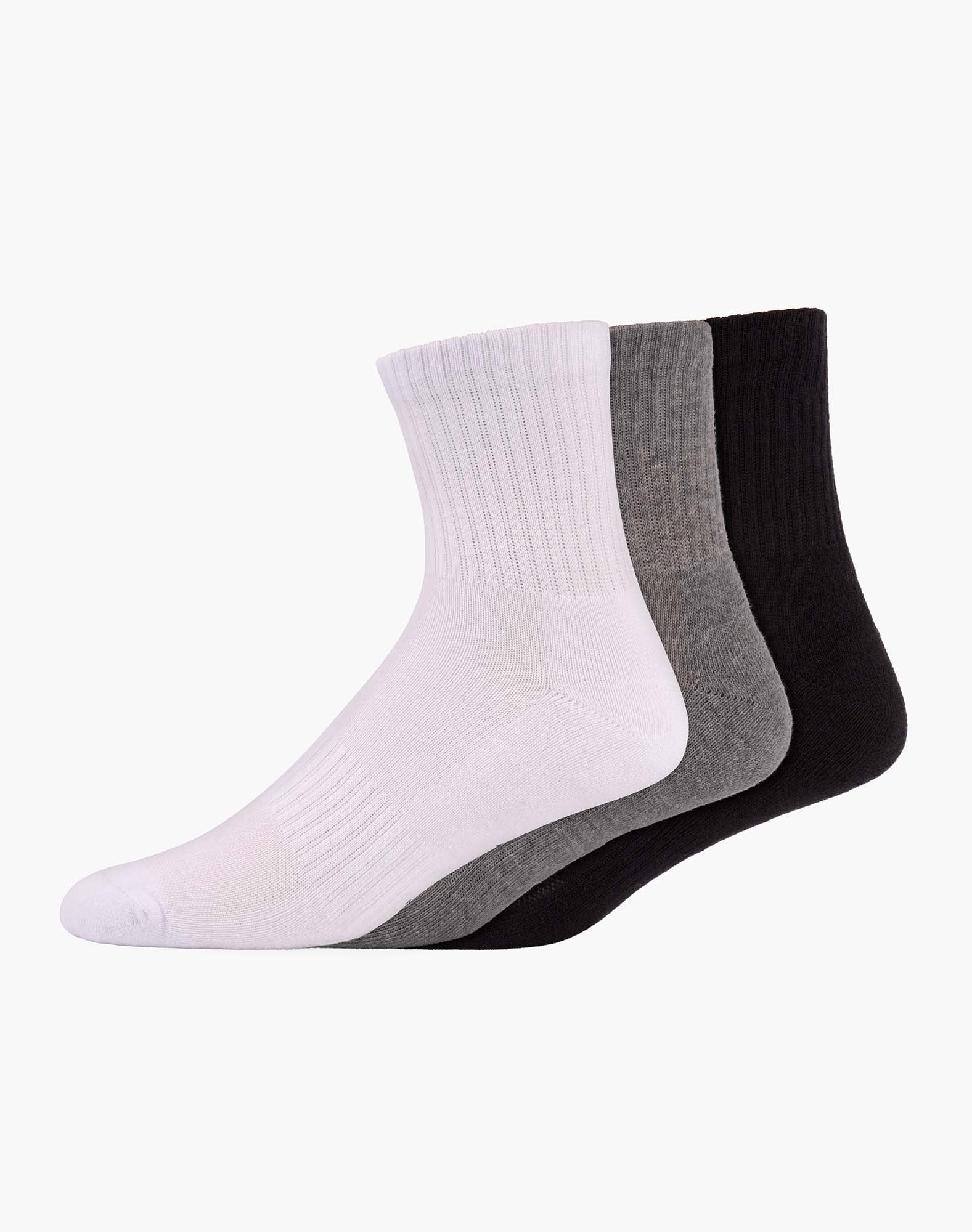 3 Pair Pack of Men's Sports Quarter Crew Socks
