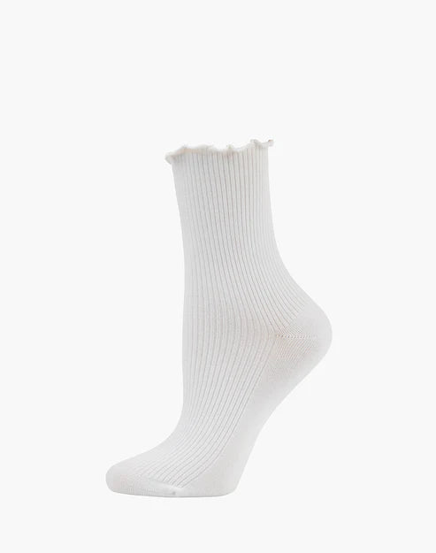 Ribbed Frill Quarter Crew Women's Socks - The Sockery