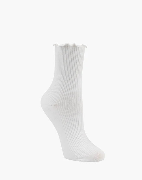 Ribbed Frill Quarter Crew Women's Socks - The Sockery