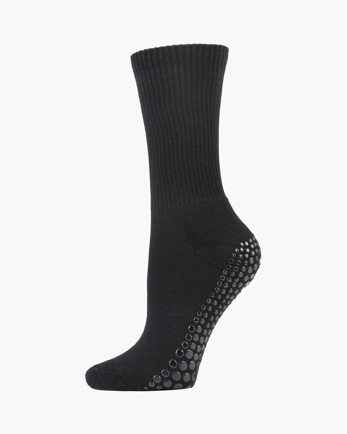 Pilates Grip Crew Socks in Black