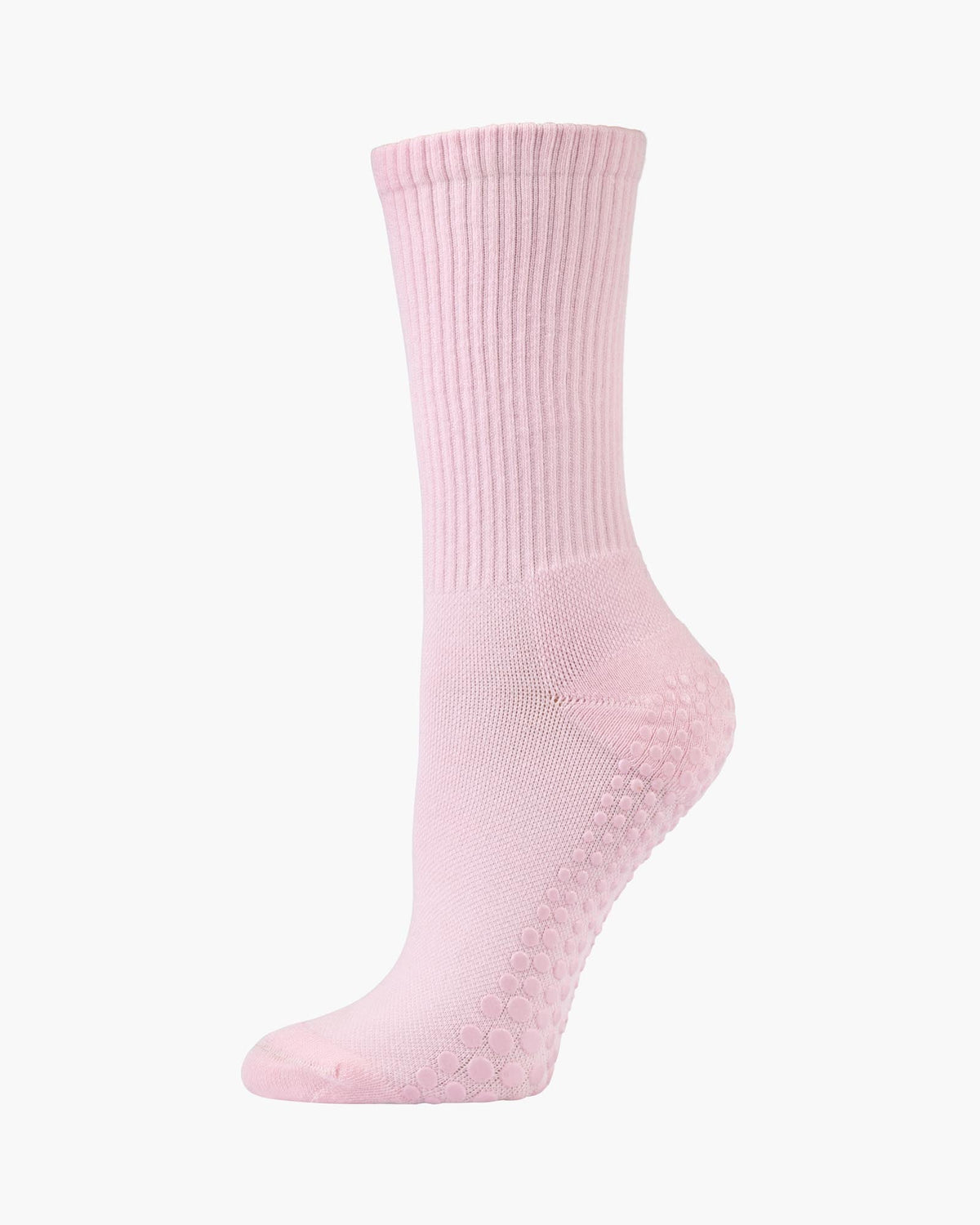 Pilates Grip Crew Socks in Light Pink