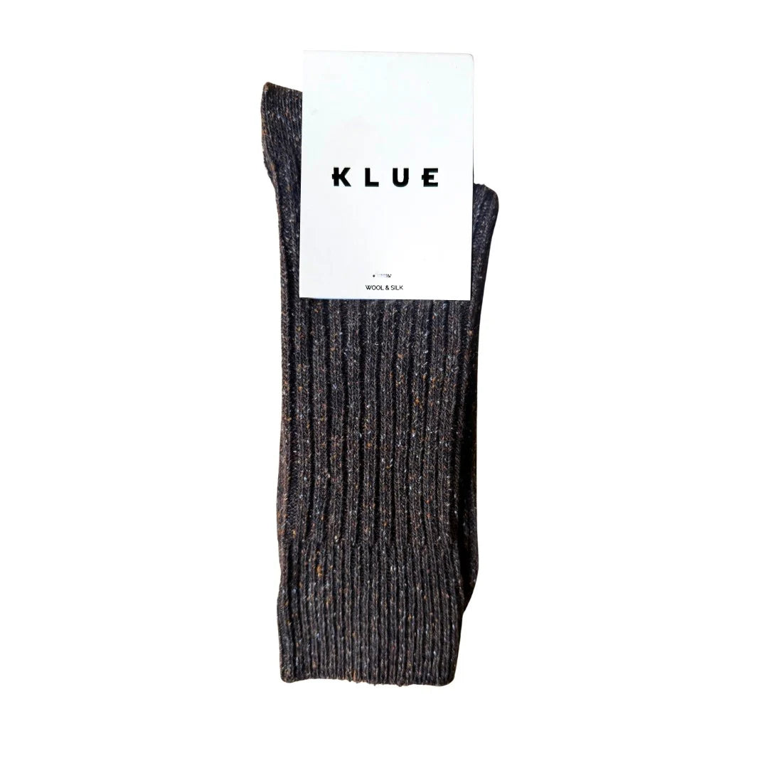 Silk and Wool Blend Socks - Star Dust on Dark Brown