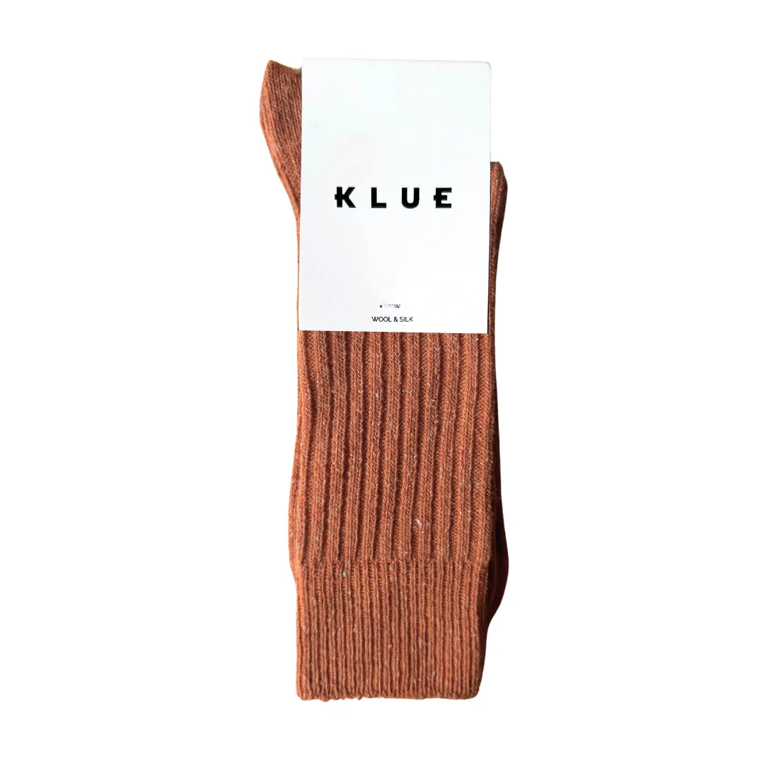Silk and Wool Blend Socks - Star Dust on Rust
