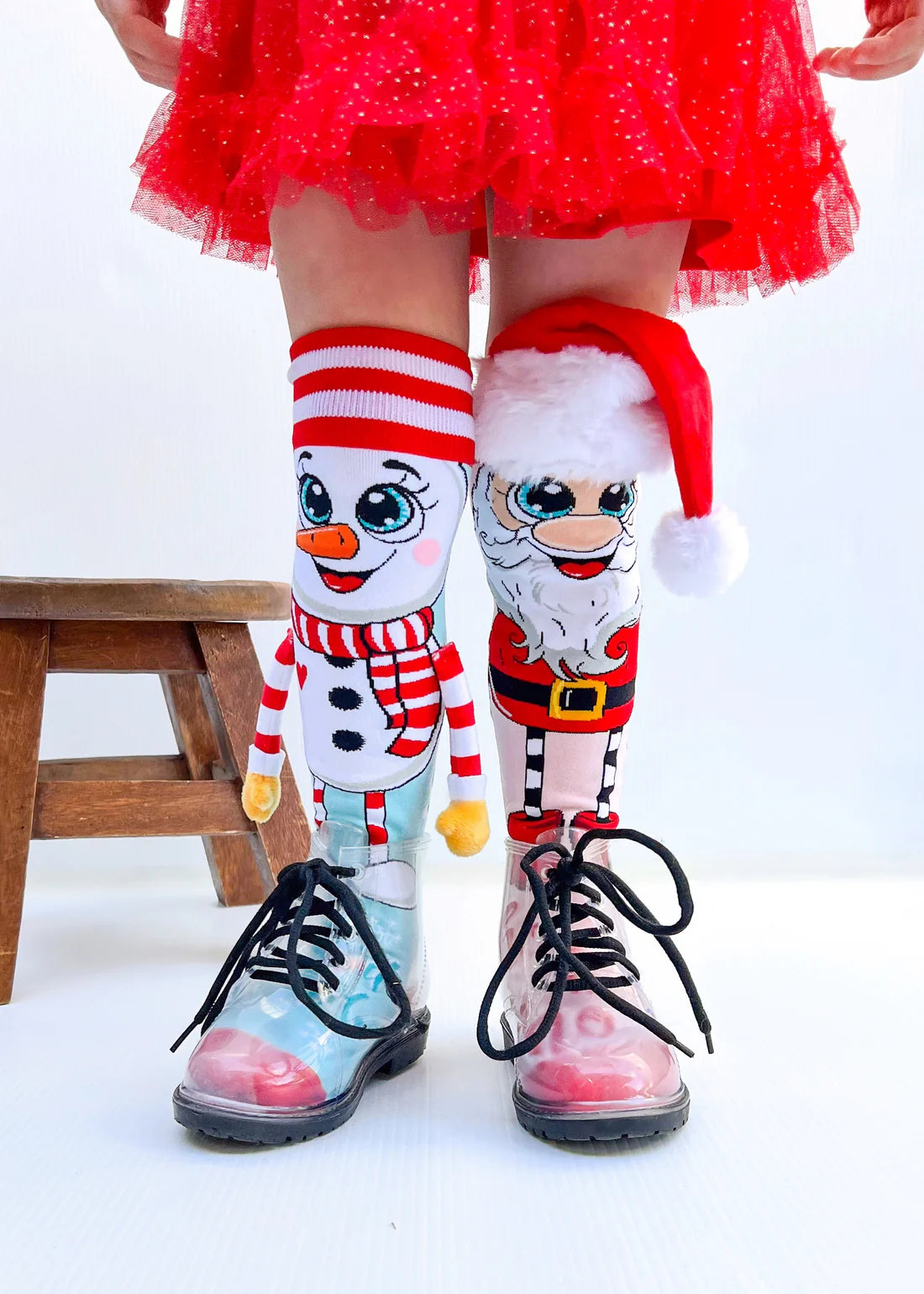 Santa and Snowman Knee High Christmas Socks - The Sockery