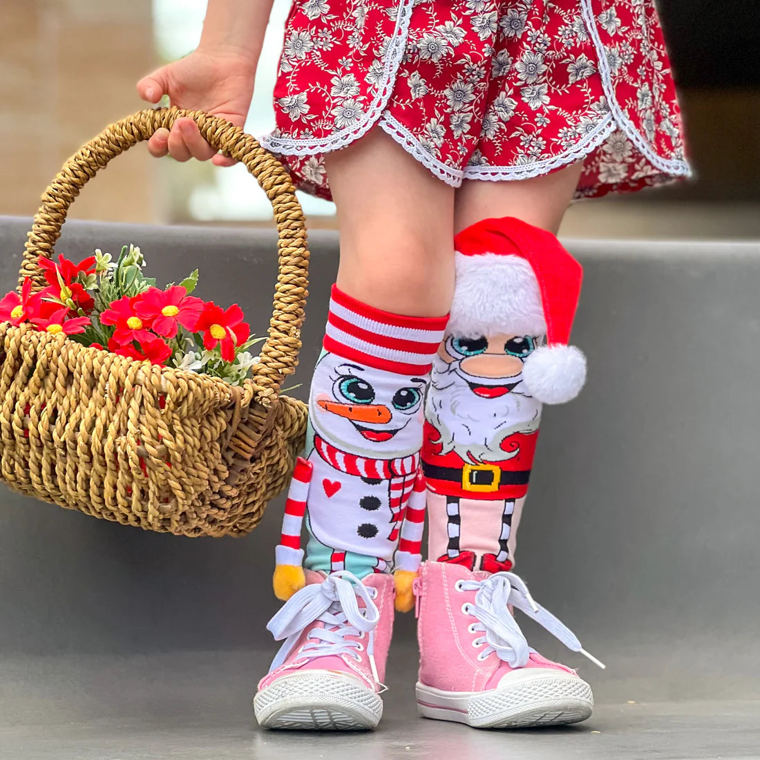 Santa and Snowman Knee High Christmas Socks - The Sockery