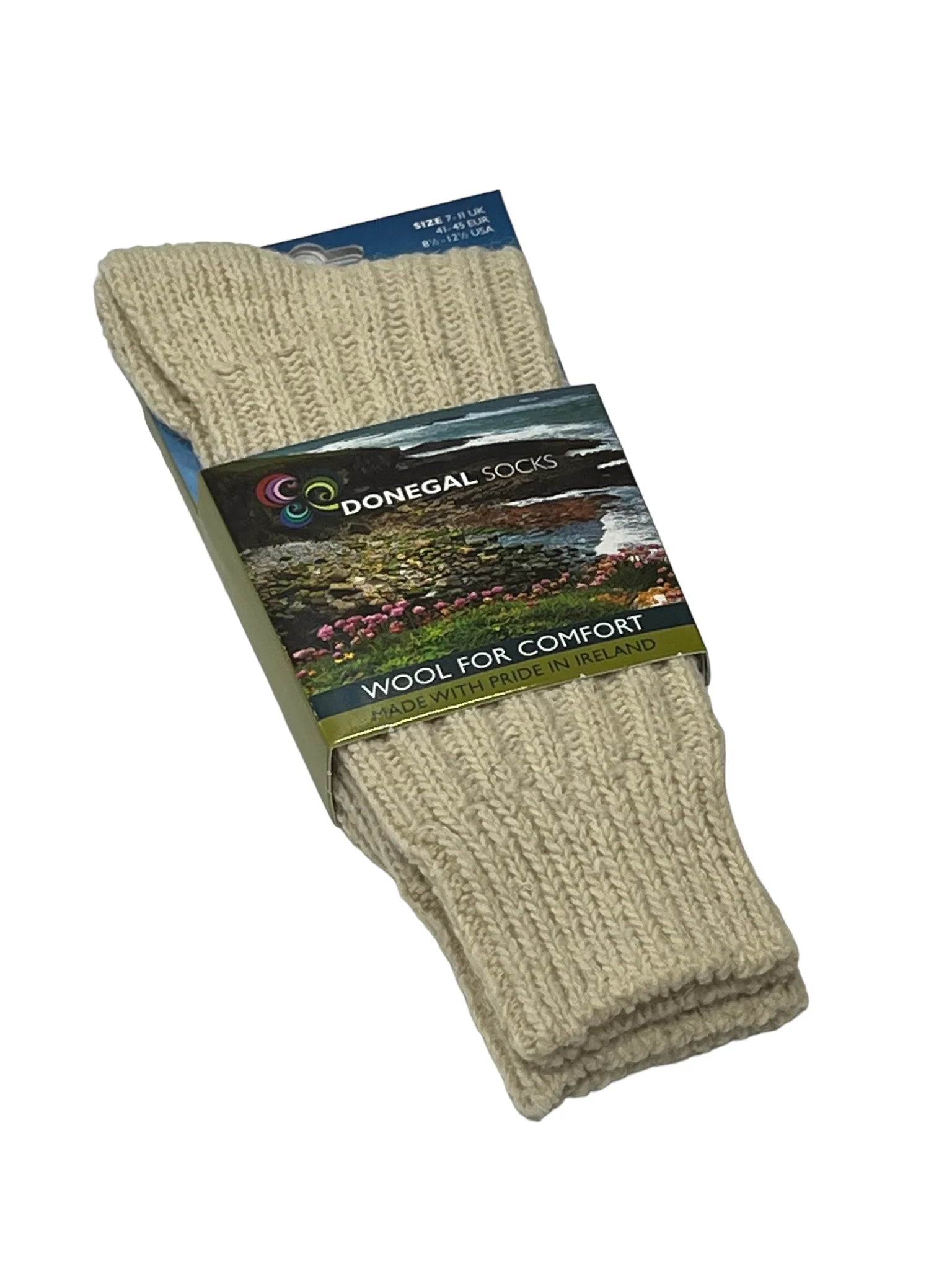Traditional Donegal Women's Wool Socks in Moss Green