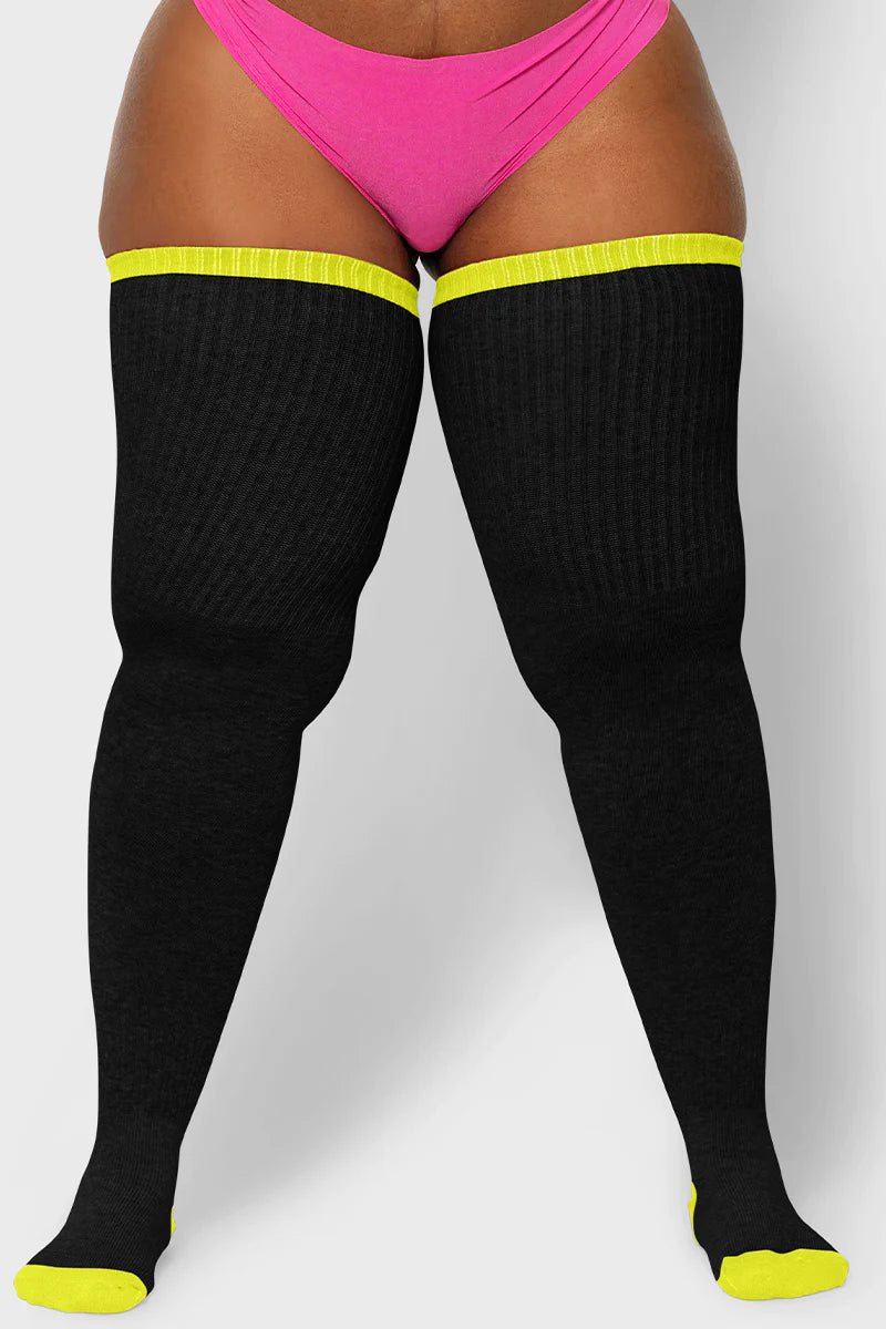 Pop of Neon Tubbies Plus Size Thigh High Socks - The Sockery
