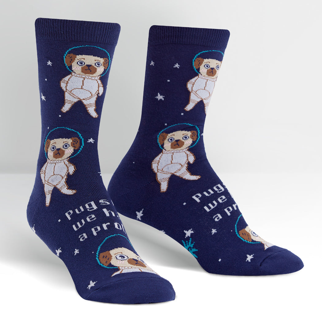 Pugston, We Have a Problem Women's Crew Sock - The Sockery