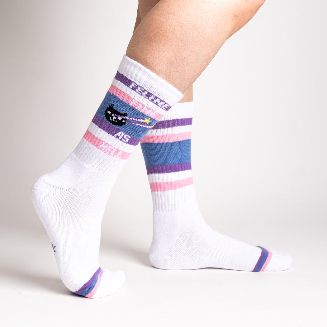 Feline Fine as Hell Unisex Athletic Crew Socks - The Sockery