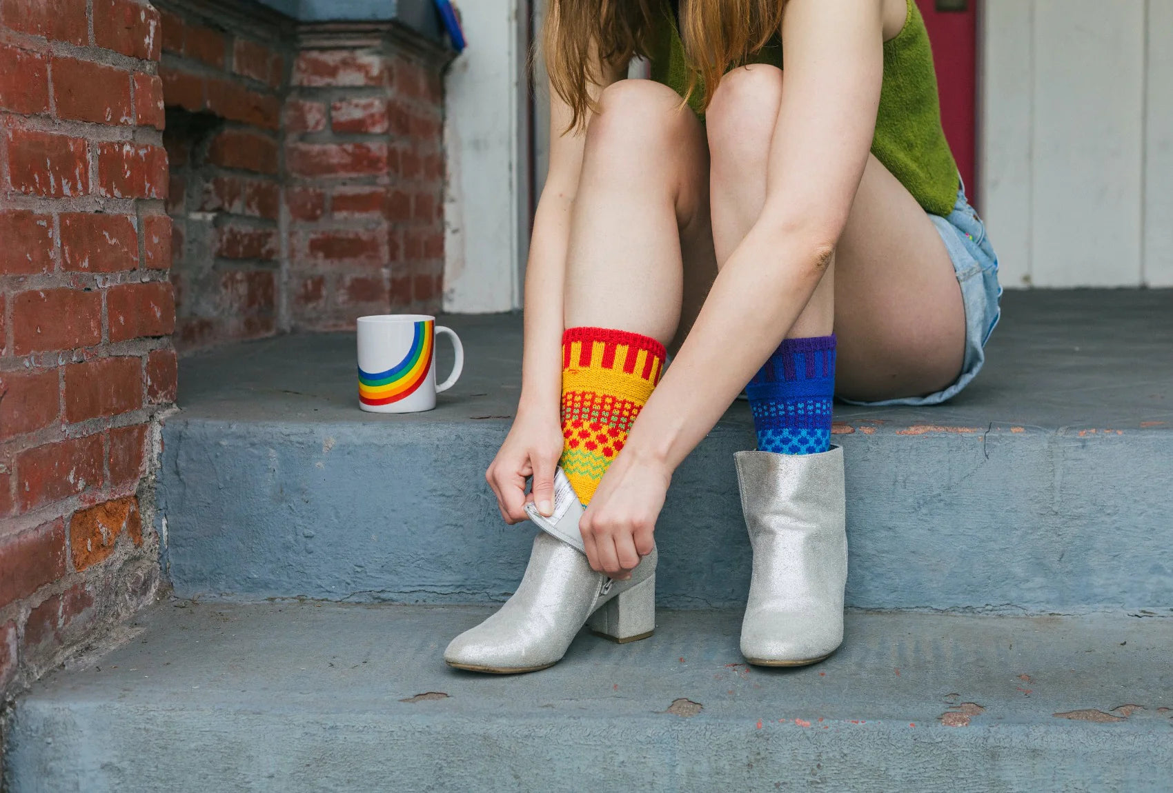 Rainbow Recycled Cotton Crew Socks - The Sockery