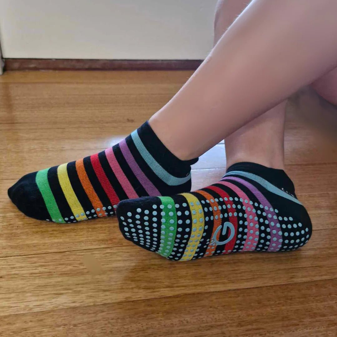 Non Slip Ankle Socks in Rainbow