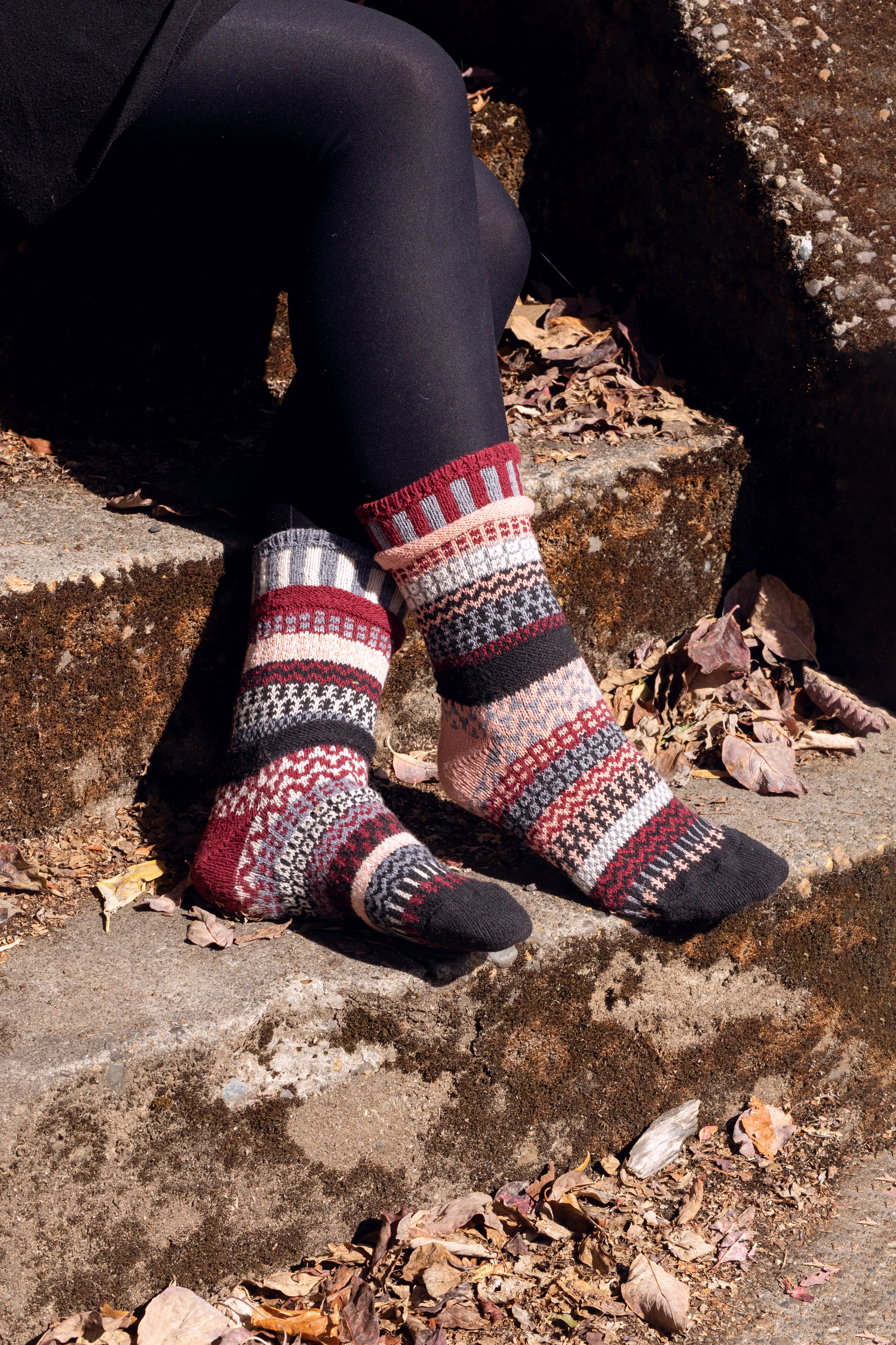 Rosewood Recycled Wool Mix Crew Socks - The Sockery