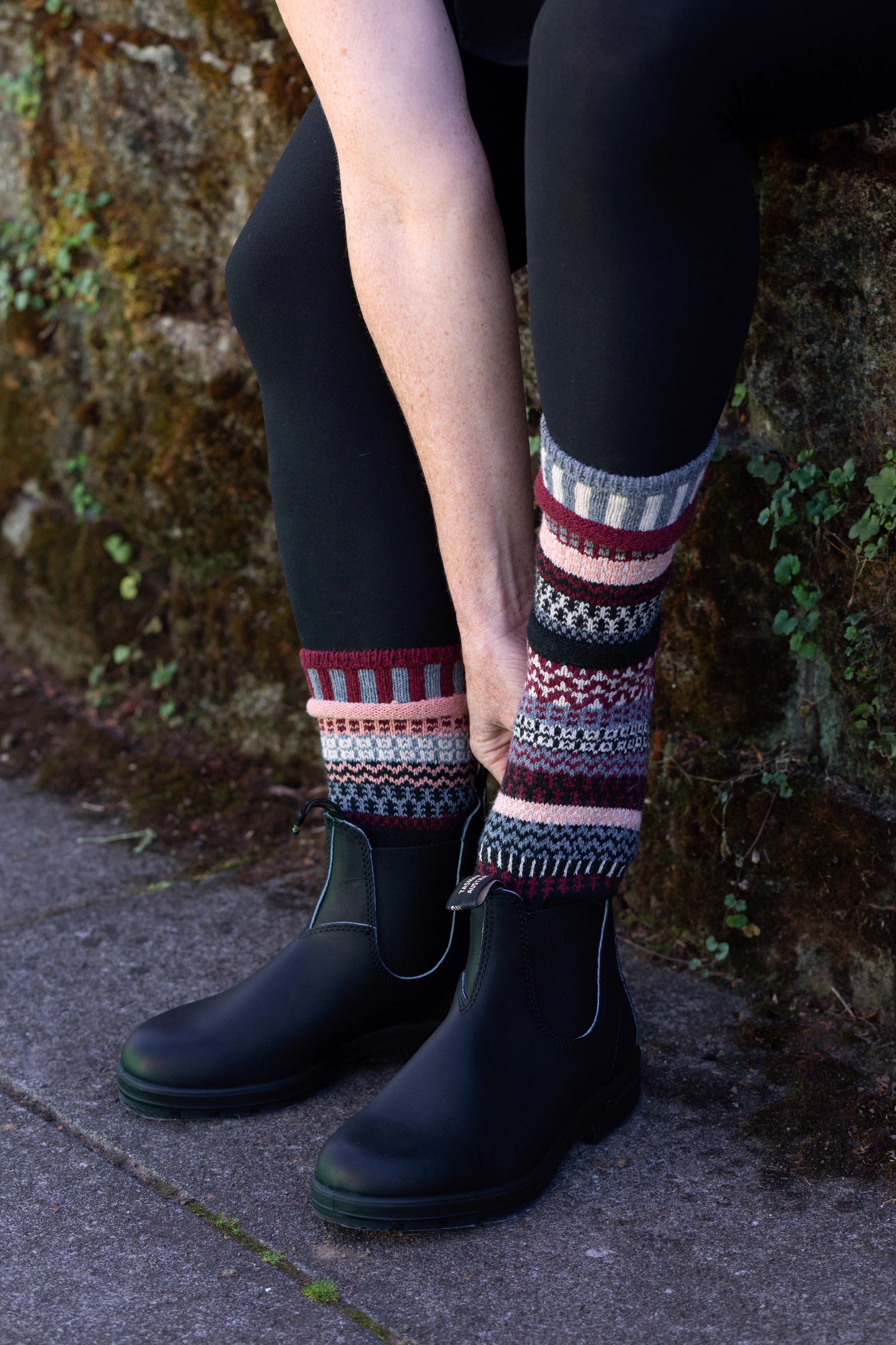 Rosewood Recycled Wool Mix Crew Socks - The Sockery