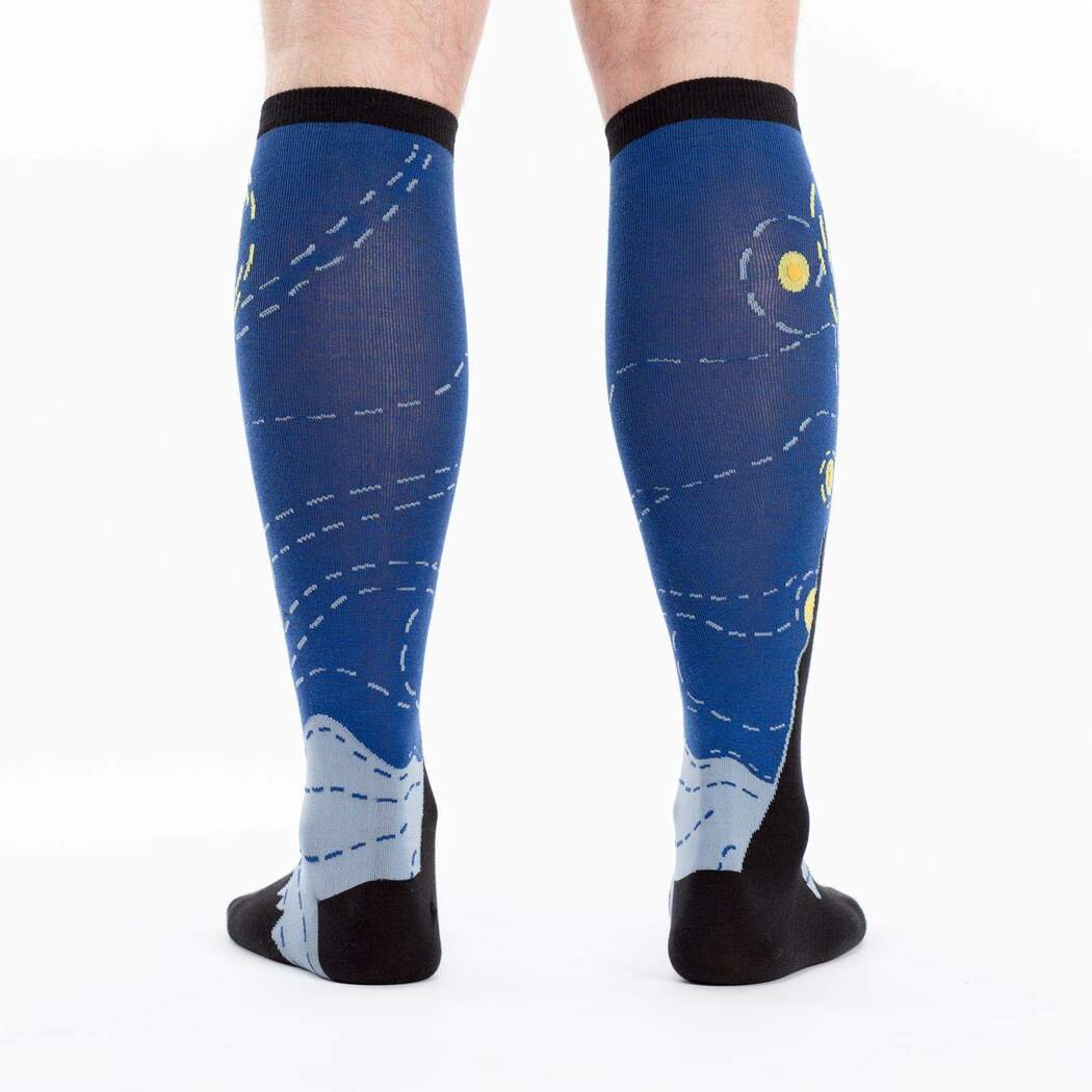 Starry Night Knee High Socks in Extra Stretchy for Wide Calves - The Sockery