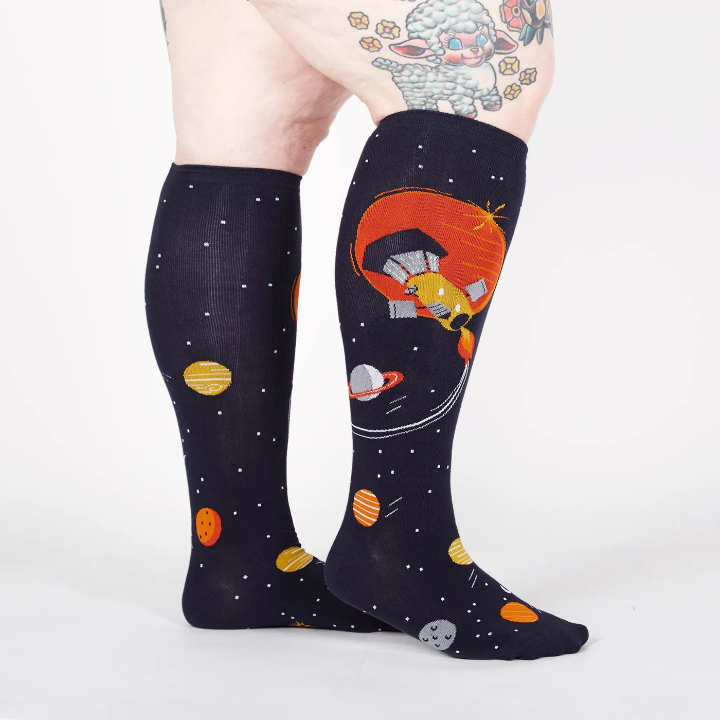 Fly Me To The Sun Knee High Sock in Extra Stretchy for Wide Calves