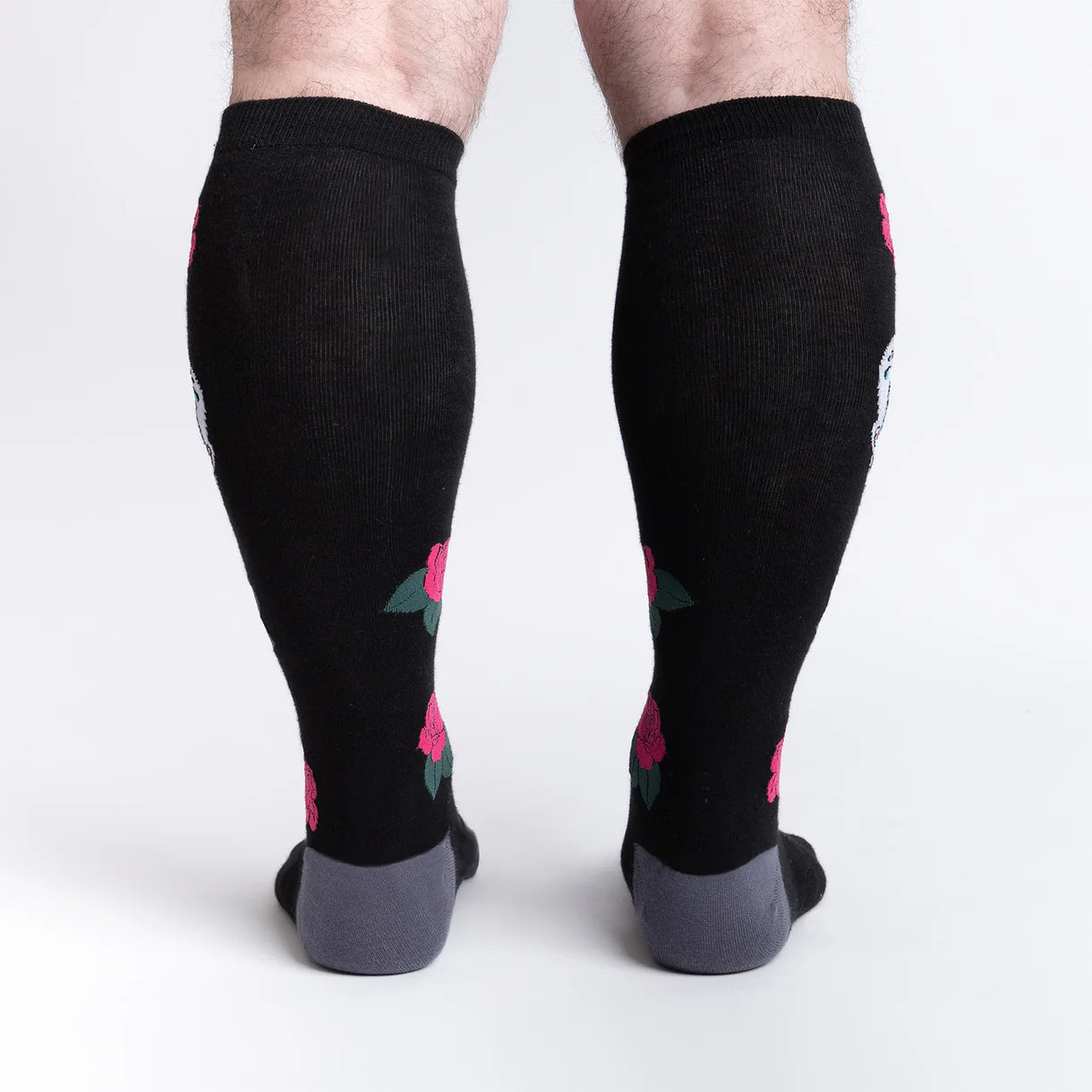 Sugar Skull Knee High Sock in Extra Stretchy for Wide Calves - The Sockery