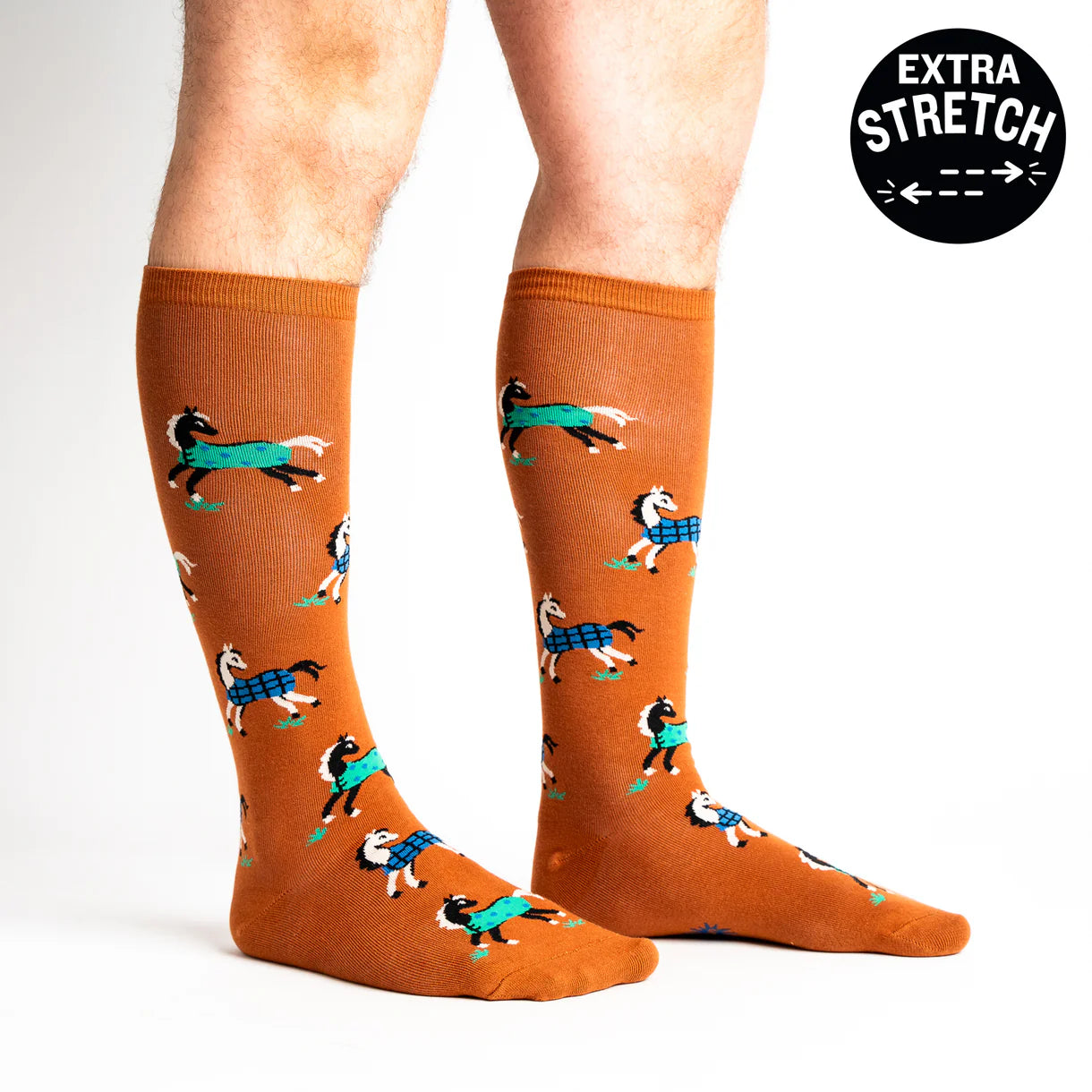 Horses Keep Me Stable Knee High Sock in Extra Stretchy for Wide Calves - The Sockery