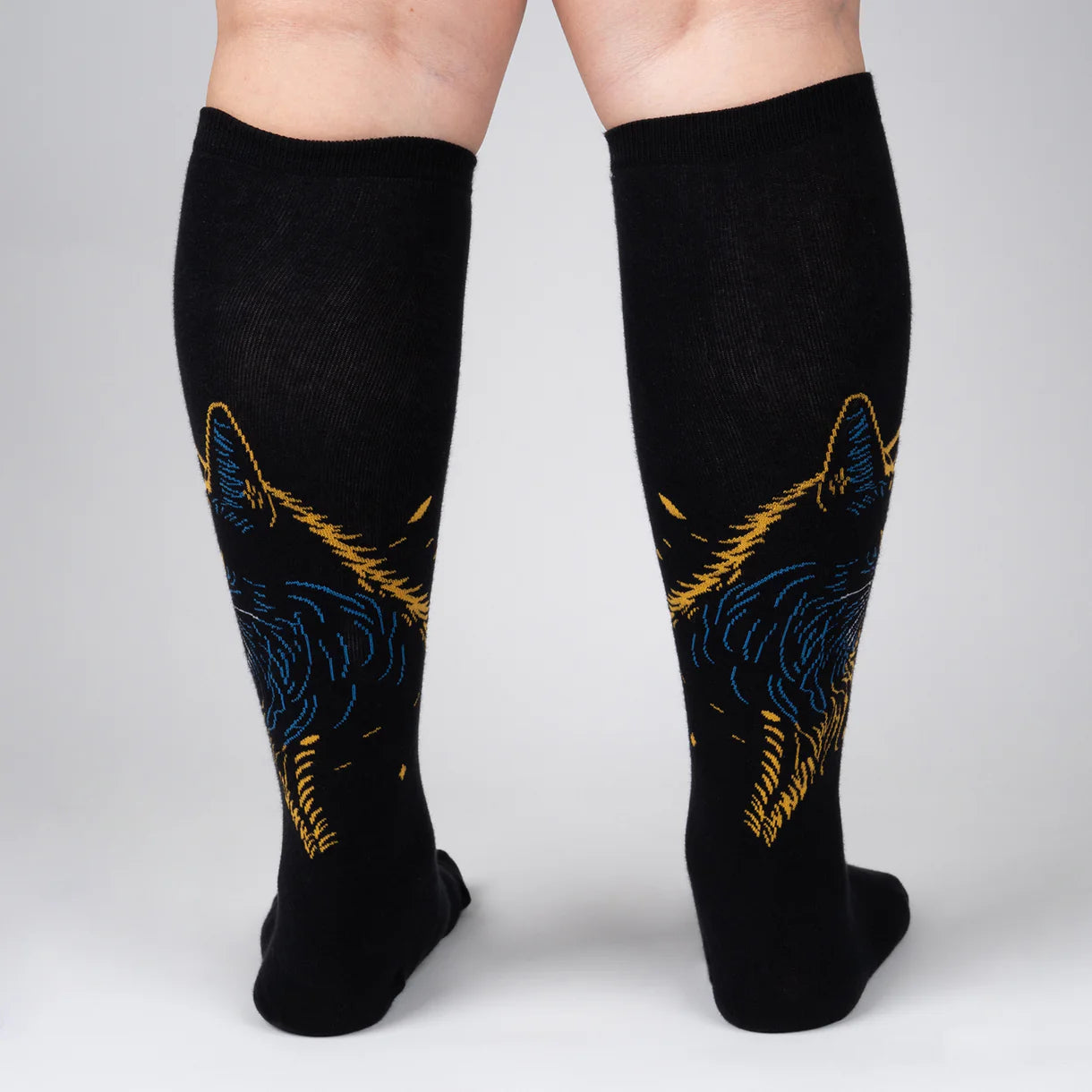 Night Cat Knee High Socks in Extra Stretchy for Wide Calves - The Sockery