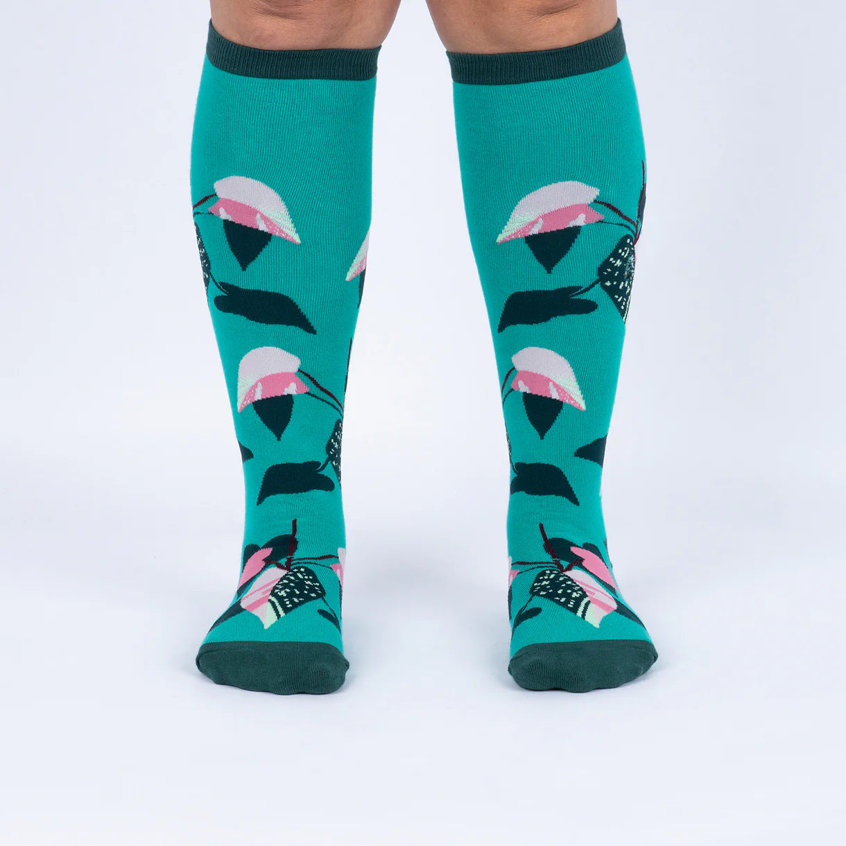 Philodendron Knee High Socks in Extra Stretchy for Wide Calves