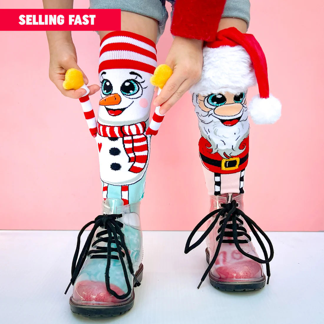 Santa and Snowman Knee High Christmas Socks - The Sockery